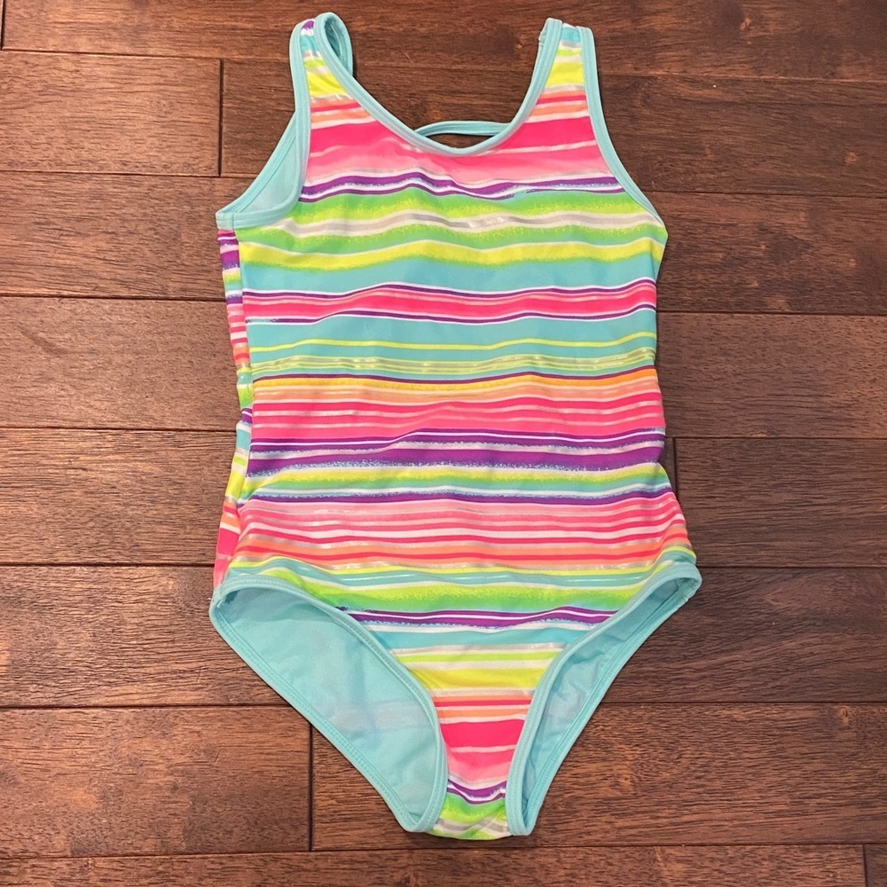 SO Multicolor Striped One-Piece Swimsuit with Aqua Trim